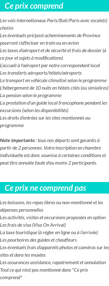 Conditions tarifaires