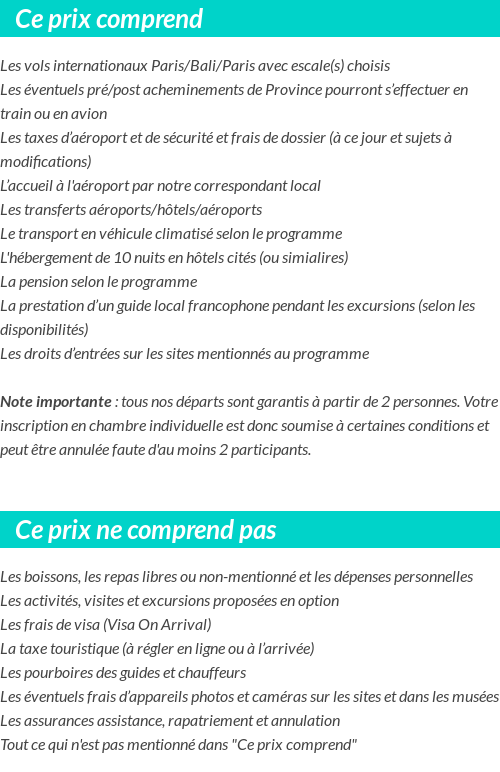 Conditions tarifaires