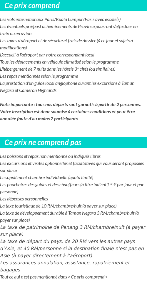 Conditions tarifaires
