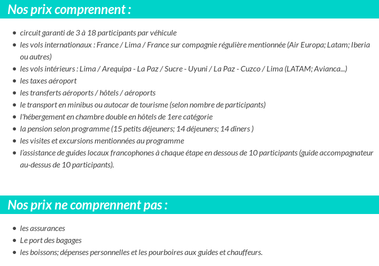 Conditions tarifaires