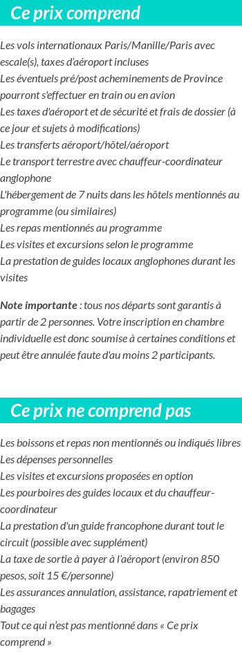 Conditions tarifaires