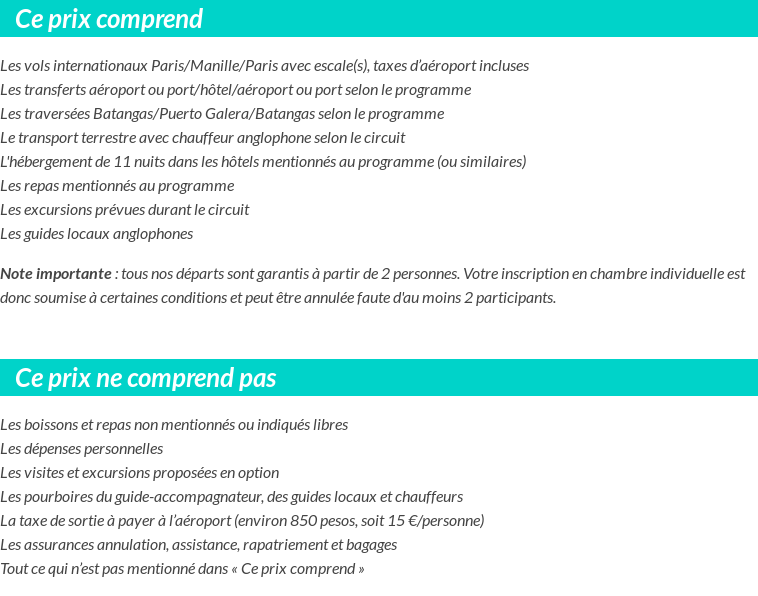 Conditions tarifaires
