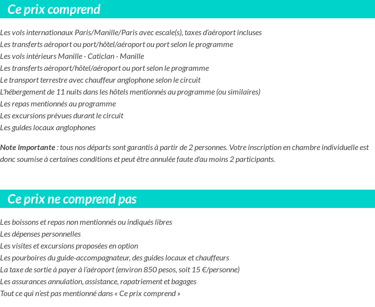 Conditions tarifaires