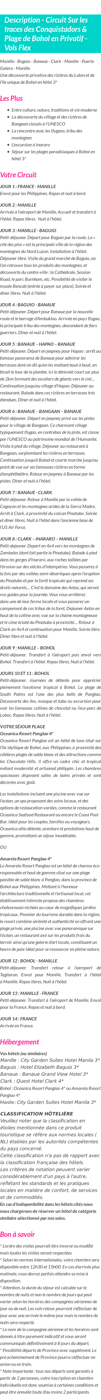 Détails du séjour