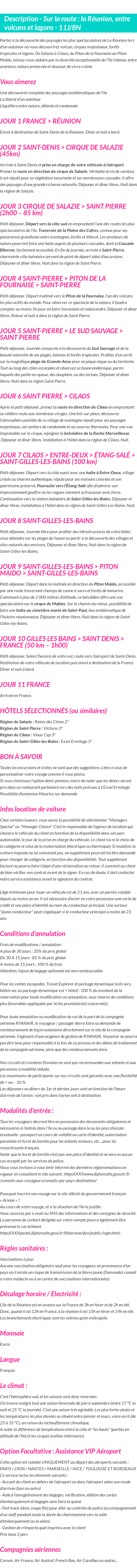 Détails du séjour