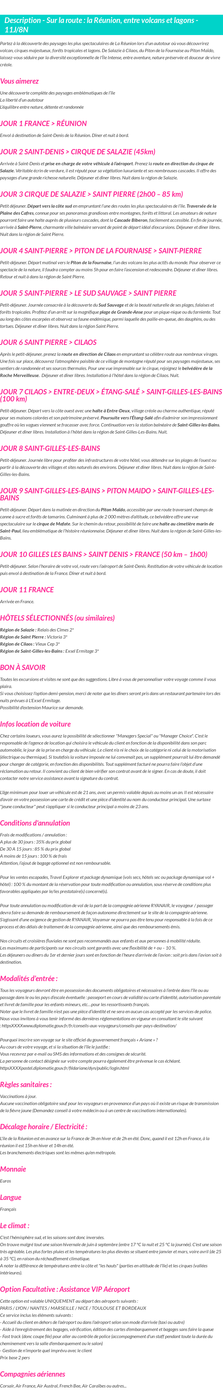 Détails du séjour