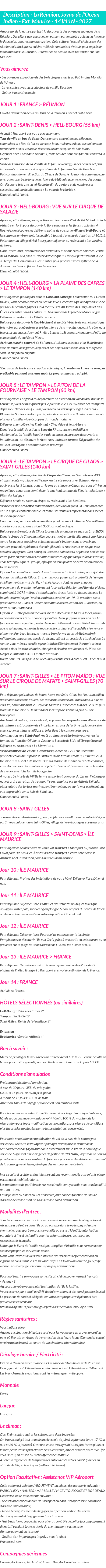 Détails du séjour