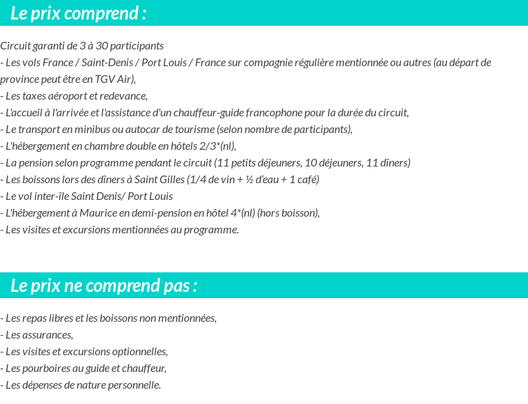 Conditions tarifaires
