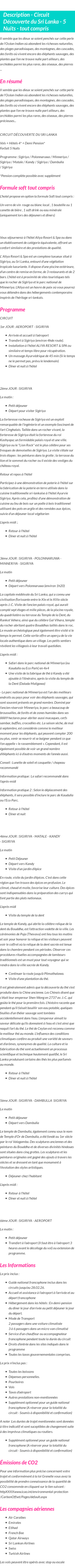 Détails du séjour