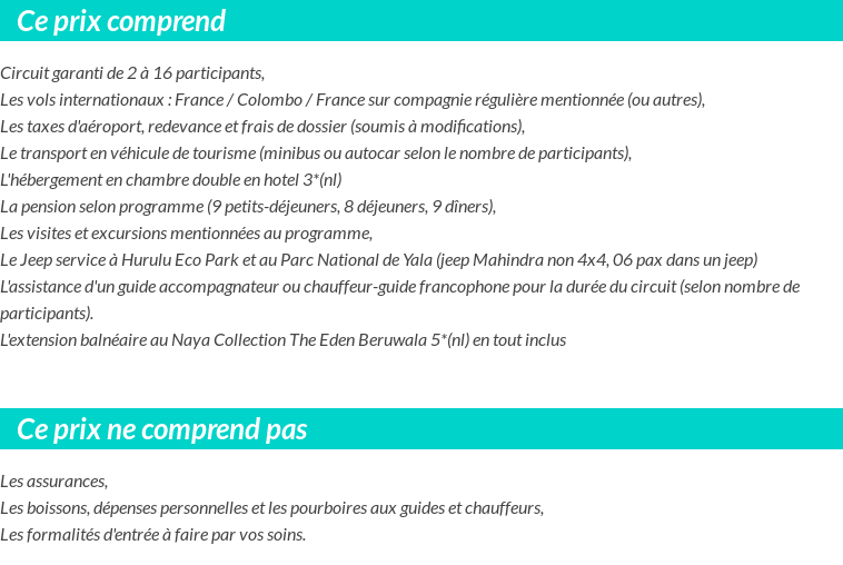 Conditions tarifaires