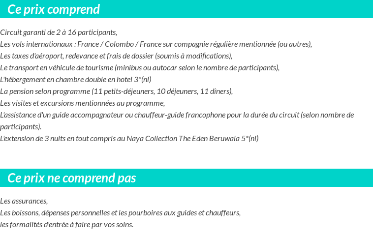 Conditions tarifaires