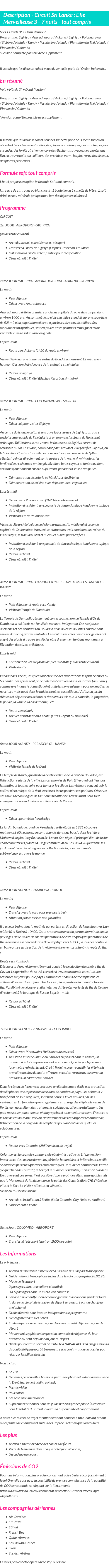 Détails du séjour