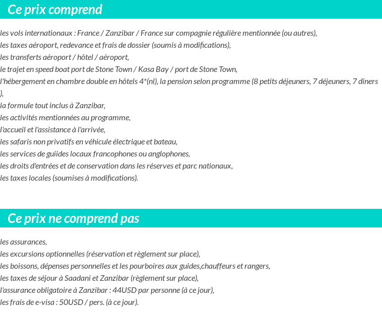 Conditions tarifaires