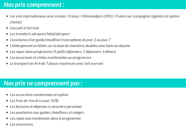 Conditions tarifaires