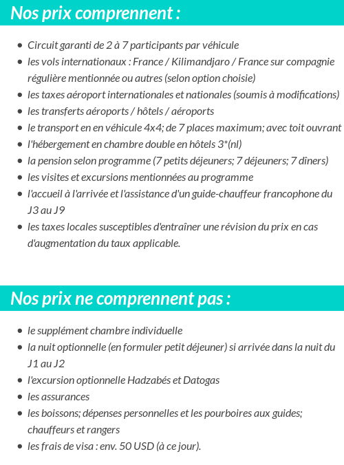 Conditions tarifaires