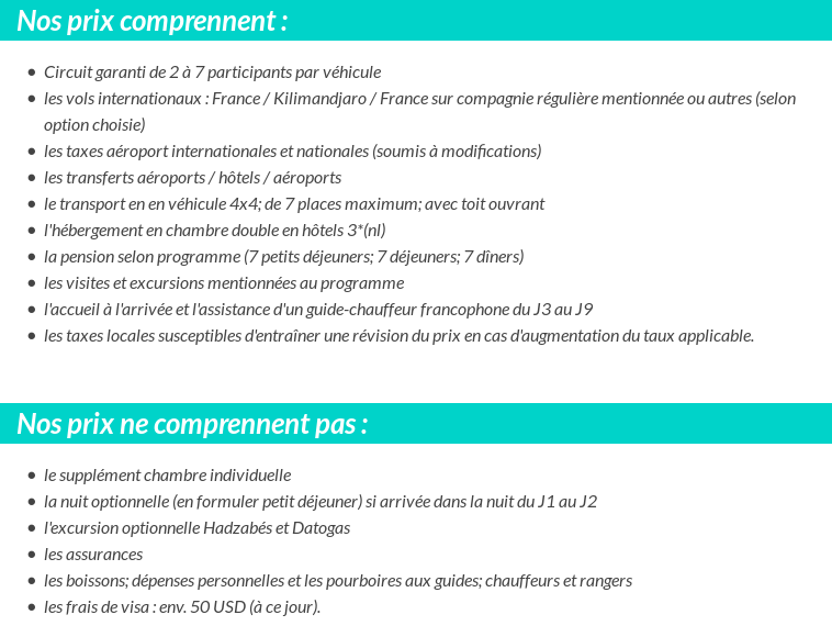 Conditions tarifaires