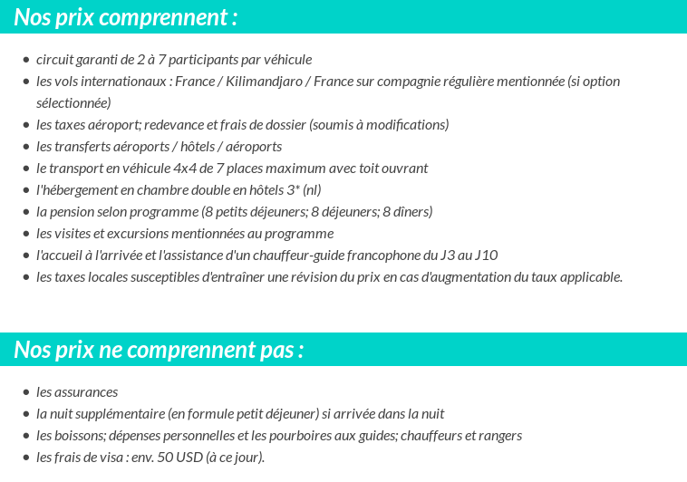 Conditions tarifaires
