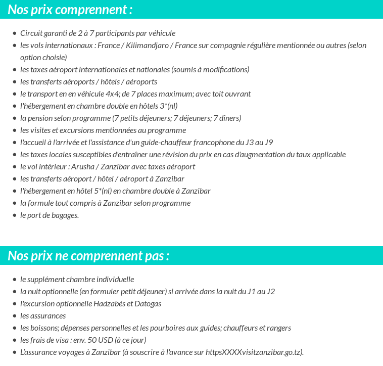 Conditions tarifaires