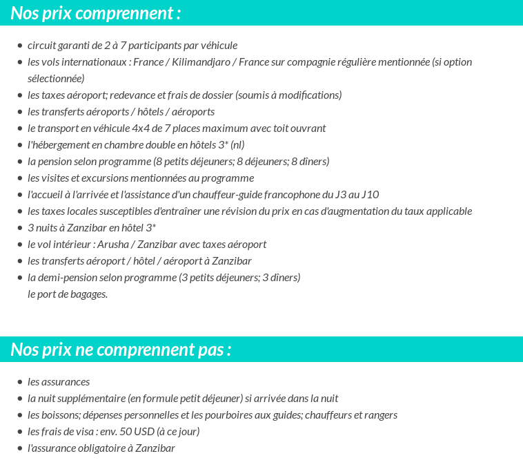 Conditions tarifaires
