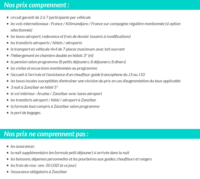 Conditions tarifaires