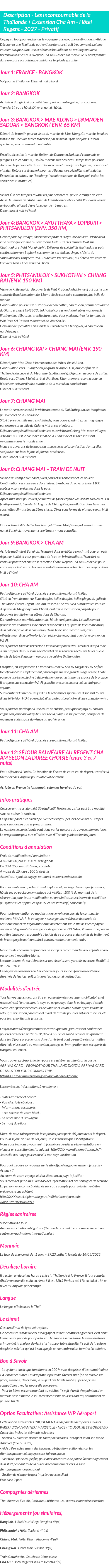 Détails du séjour