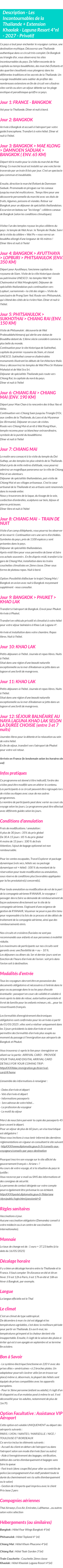 Détails du séjour