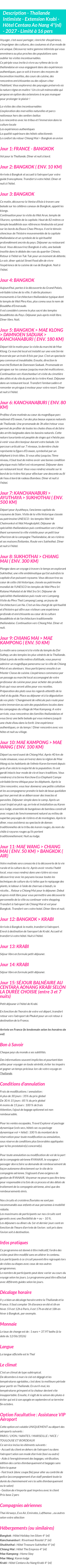 Détails du séjour