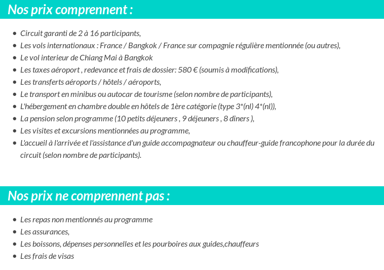 Conditions tarifaires