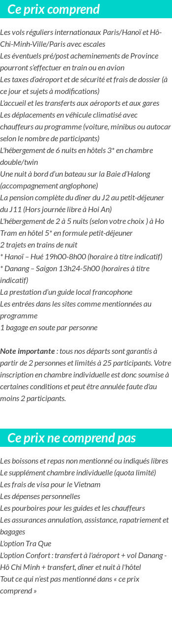 Conditions tarifaires