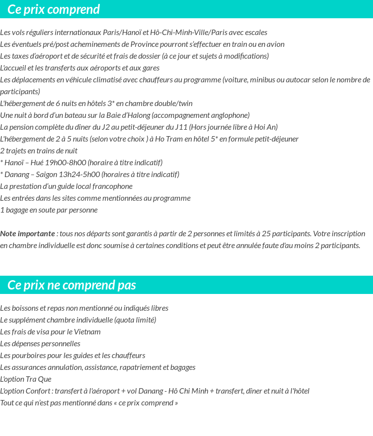 Conditions tarifaires