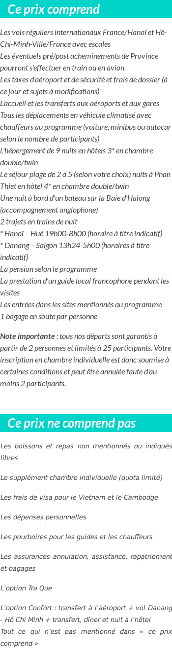 Conditions tarifaires