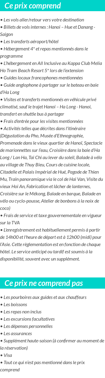 Conditions tarifaires