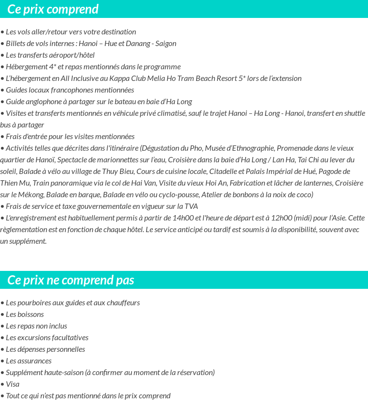 Conditions tarifaires