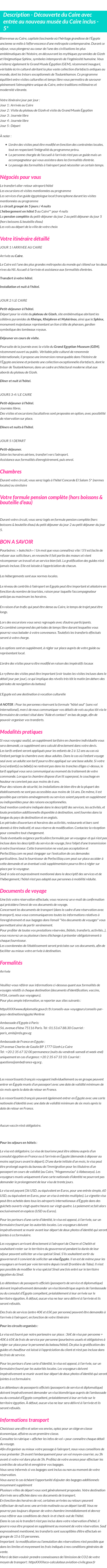Détails du séjour