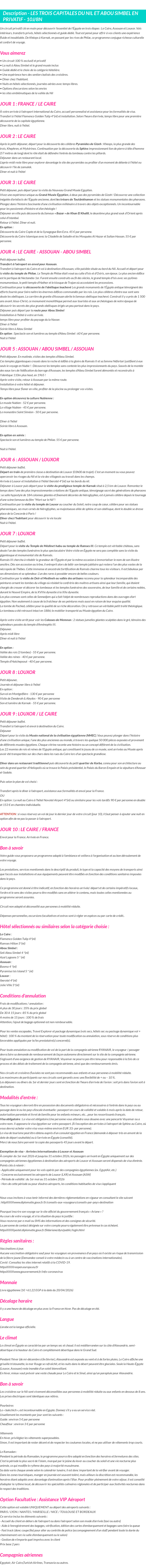 Détails du séjour