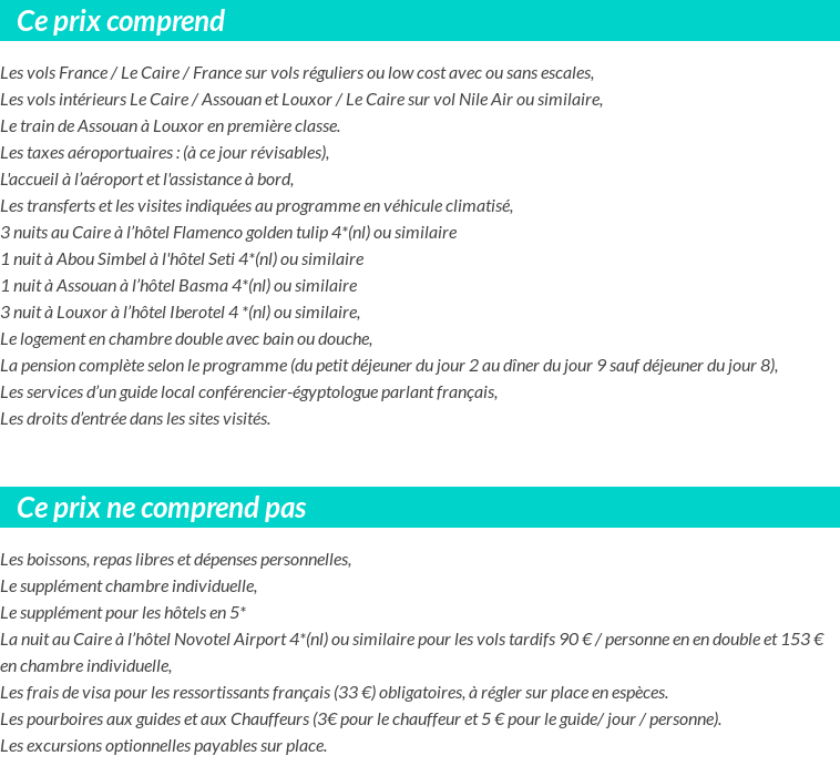 Conditions tarifaires