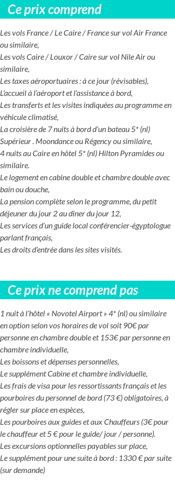 Conditions tarifaires