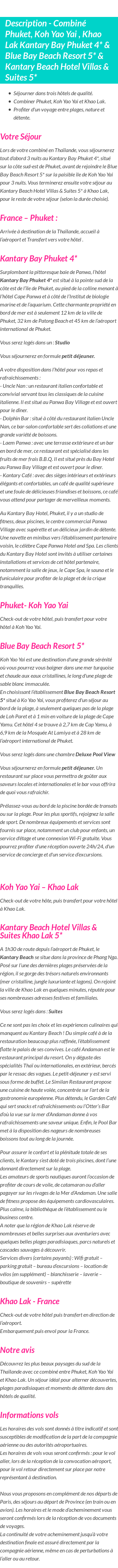Détails du séjour