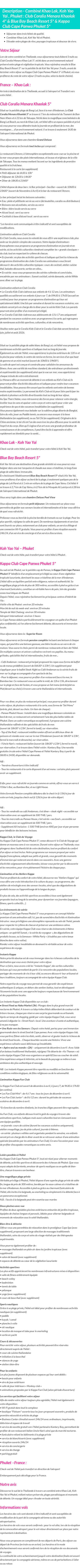 Détails du séjour