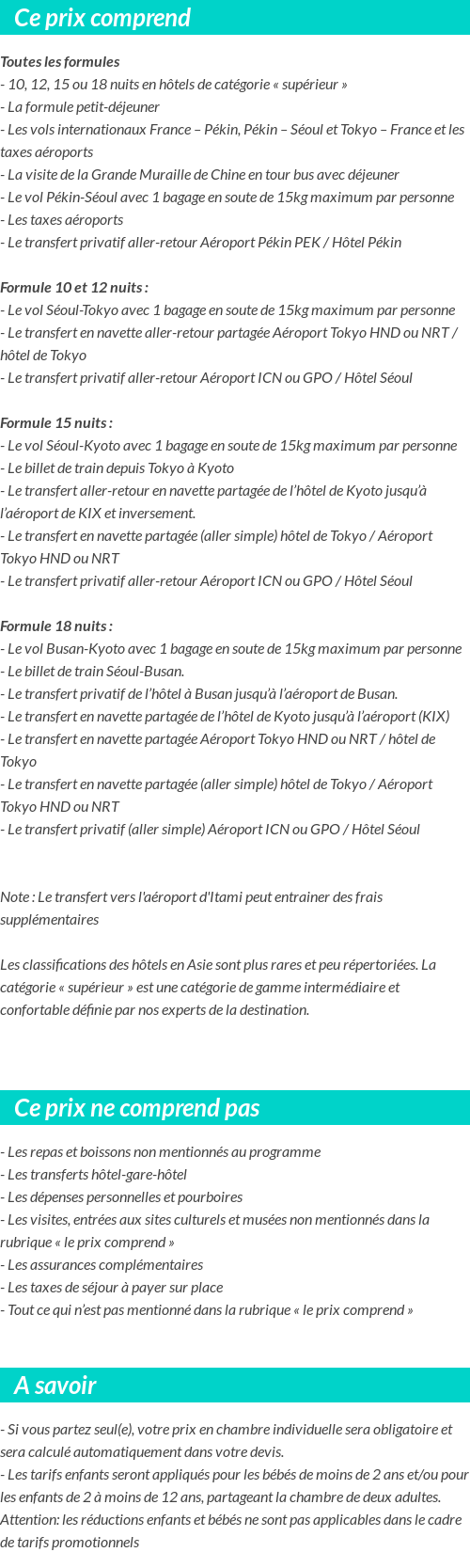 Conditions tarifaires