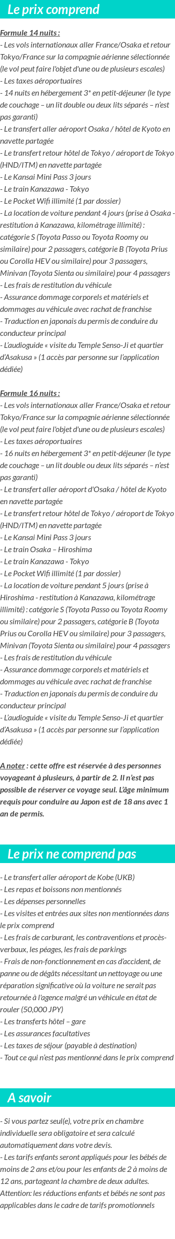 Conditions tarifaires