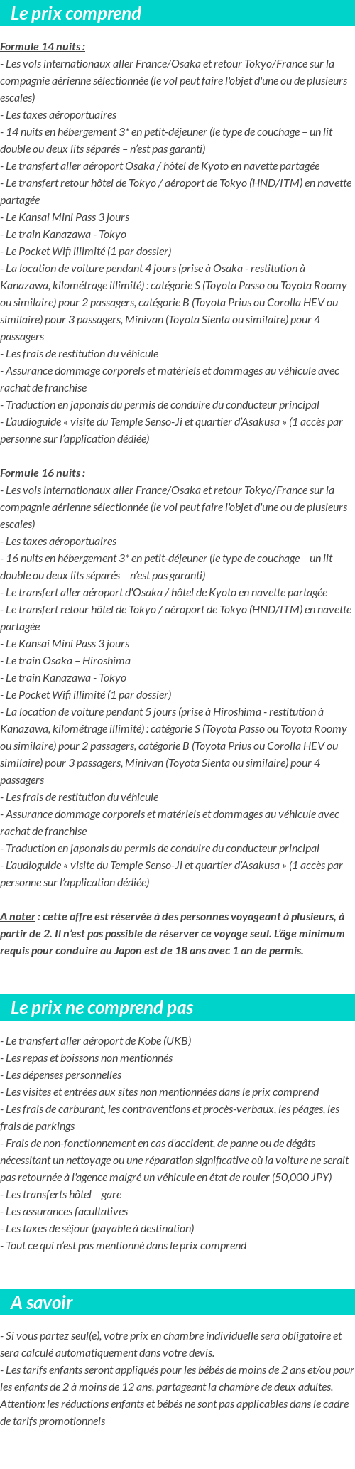 Conditions tarifaires