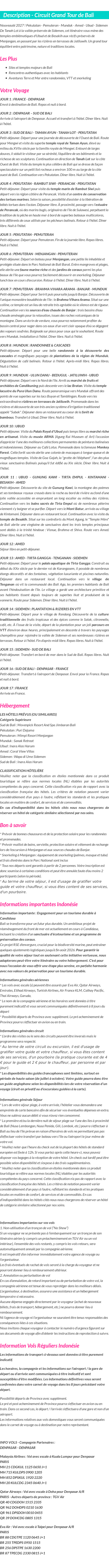 Détails du séjour