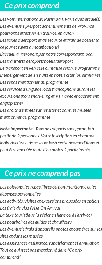 Conditions tarifaires