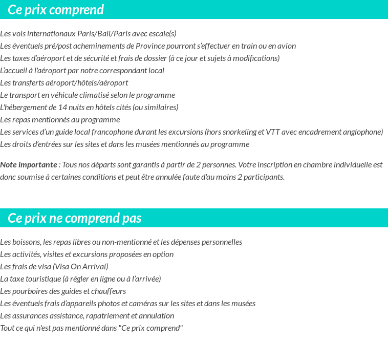 Conditions tarifaires