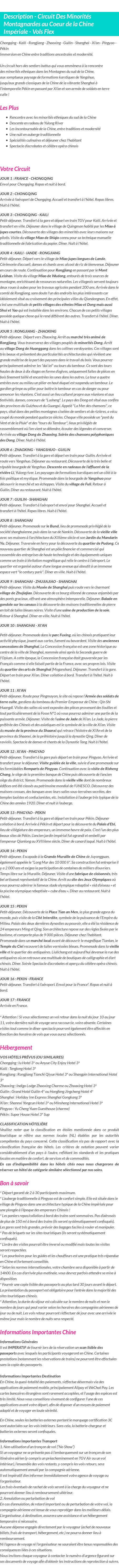 Détails du séjour