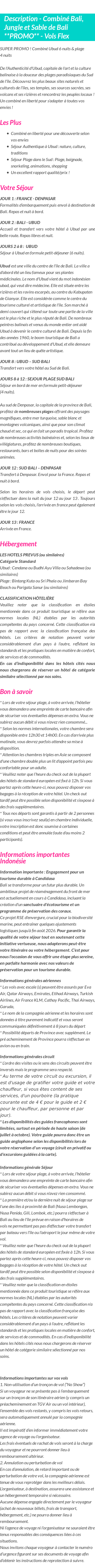 Détails du séjour
