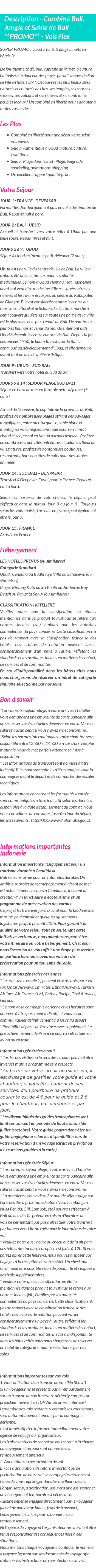 Détails du séjour