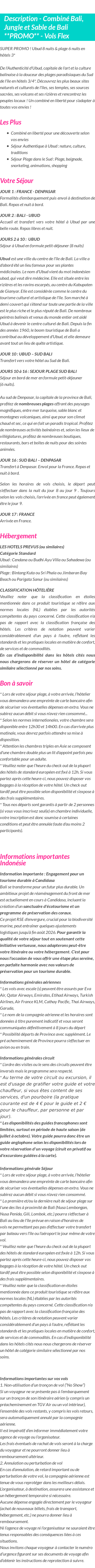 Détails du séjour