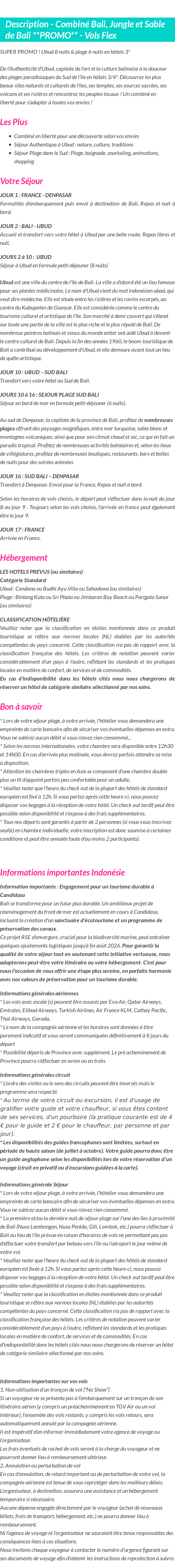 Détails du séjour